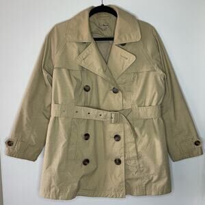 LL Bean Lined Double Breasted Trench Coat in Tan Size SP